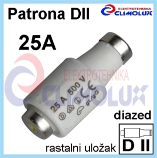 Patrona - Rastalni uložak DII 25A 500V gG-gL
